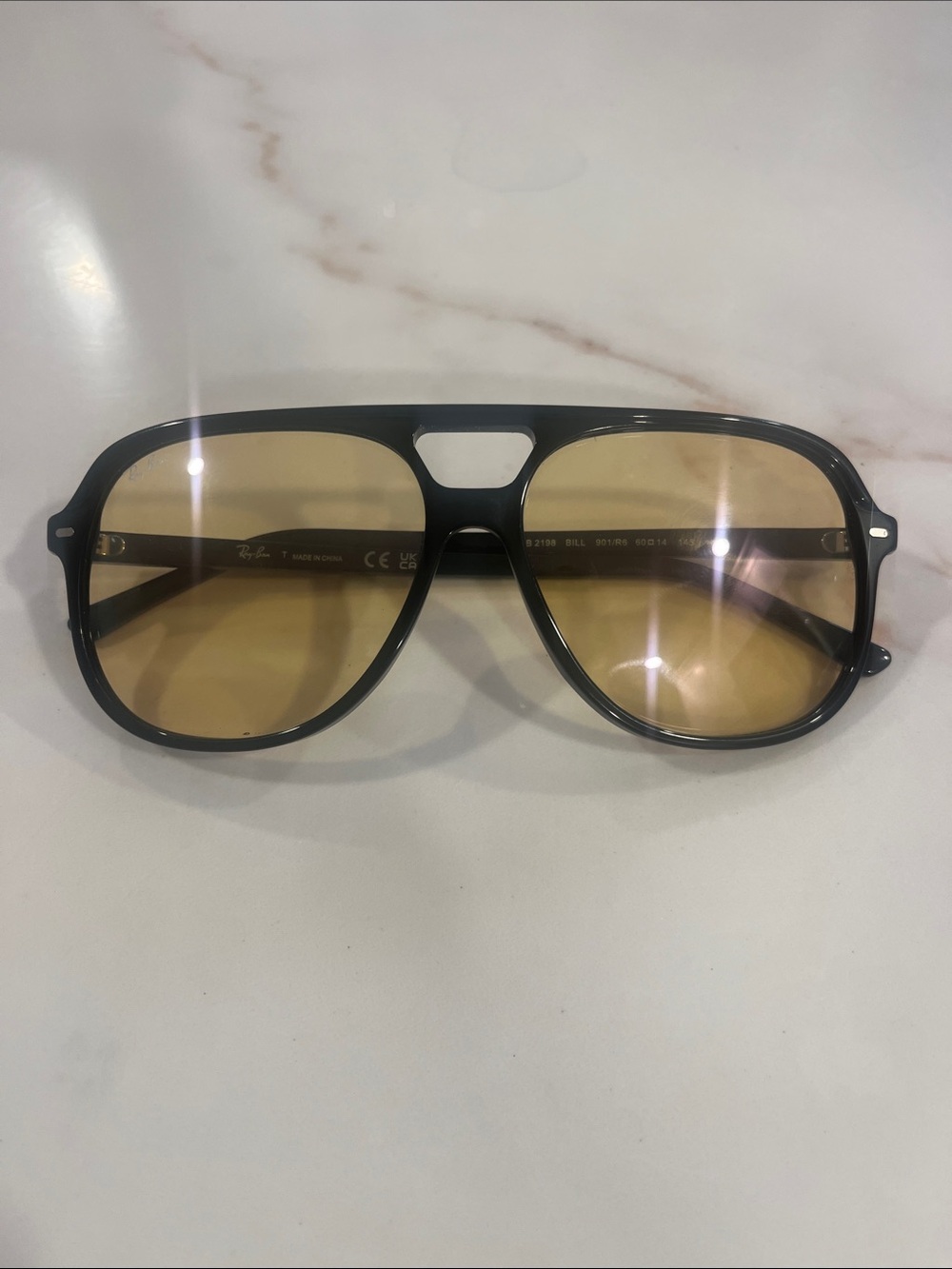 Ray-Ban Black Frame Sunglasses with Amber Lenses, unisex